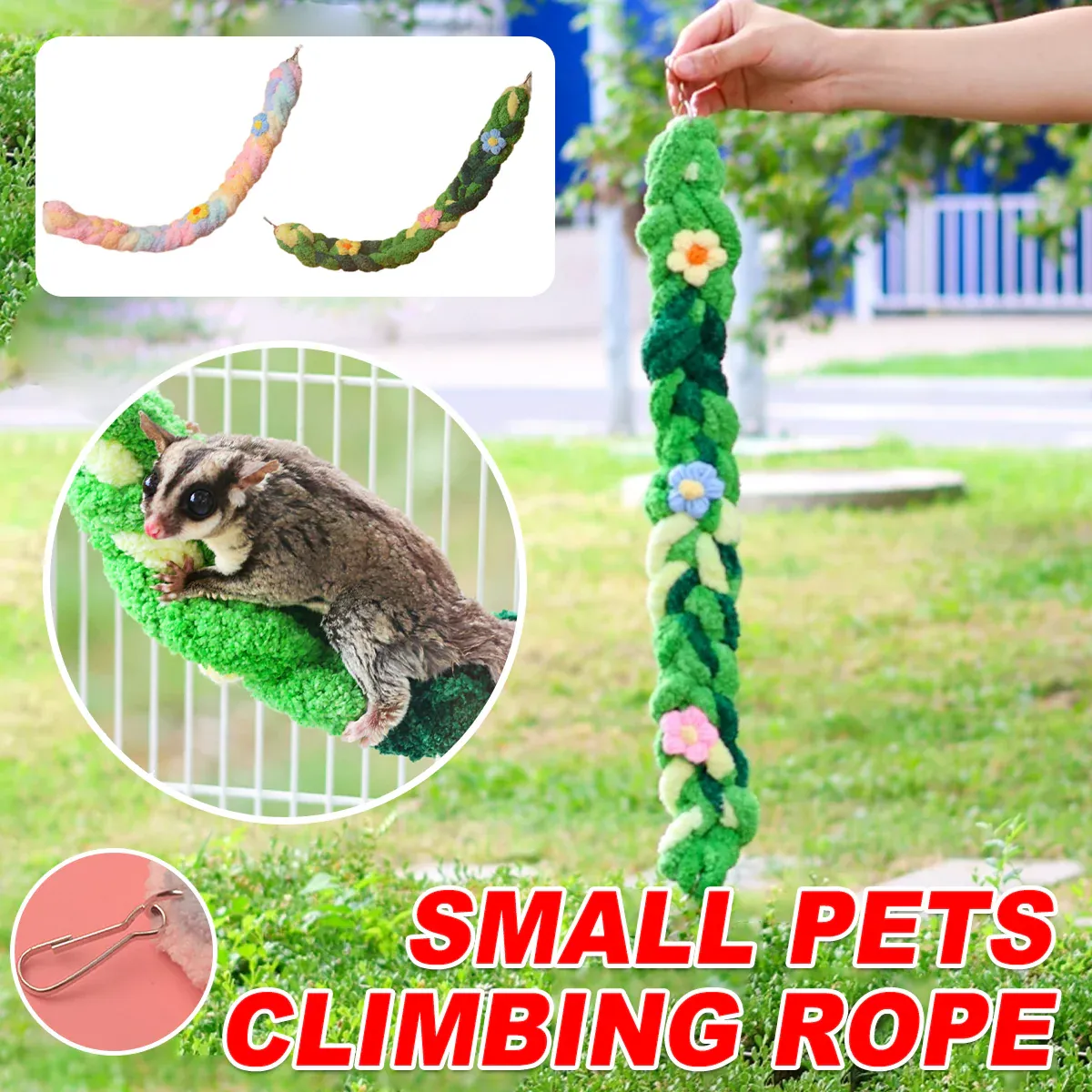 Small Pets Climbing Rope for Small Pet Cage Play Exercise Chewing Toy Use - Colourful — image 2