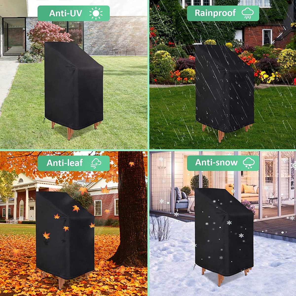 Waterproof garden chair covers - Pack of 2 - Garden furniture cover - Waterproof, weatherproof outdoor chair cover - 210D Oxford - Outdoor chair — image 5
