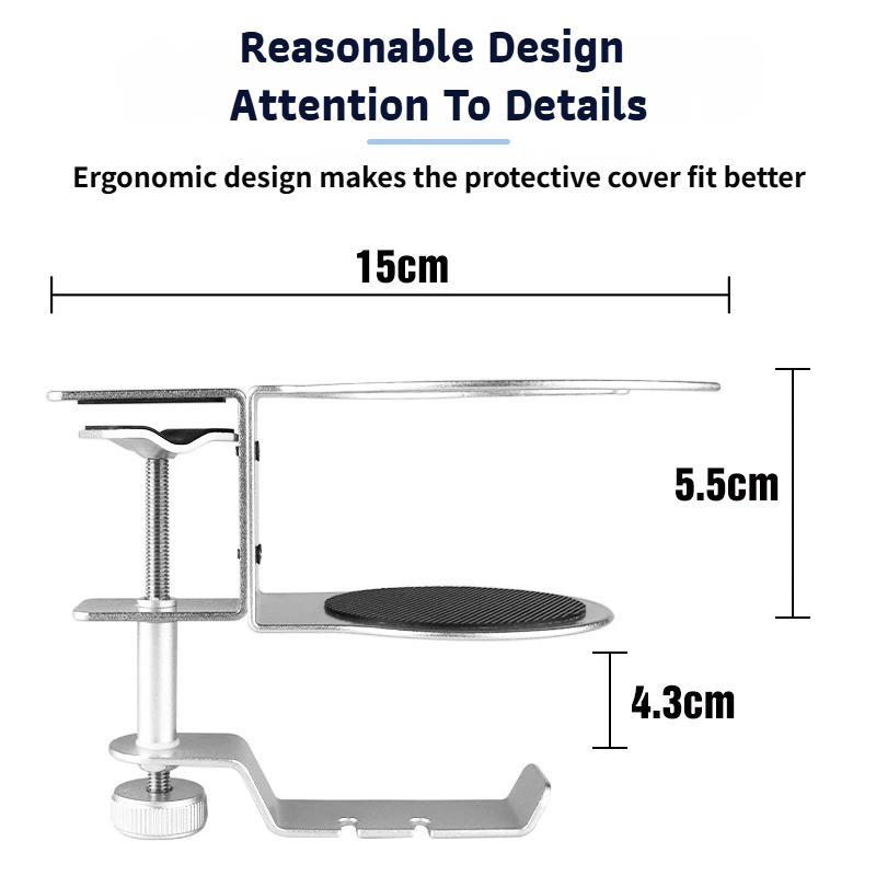 2-in-1 Under-Desk Metal Headphone Hanger & Anti-Spill Cup Holder - No-Drill Heavy-Duty Desk Adjustable Clamp and 360° Swivel Hook — image 5