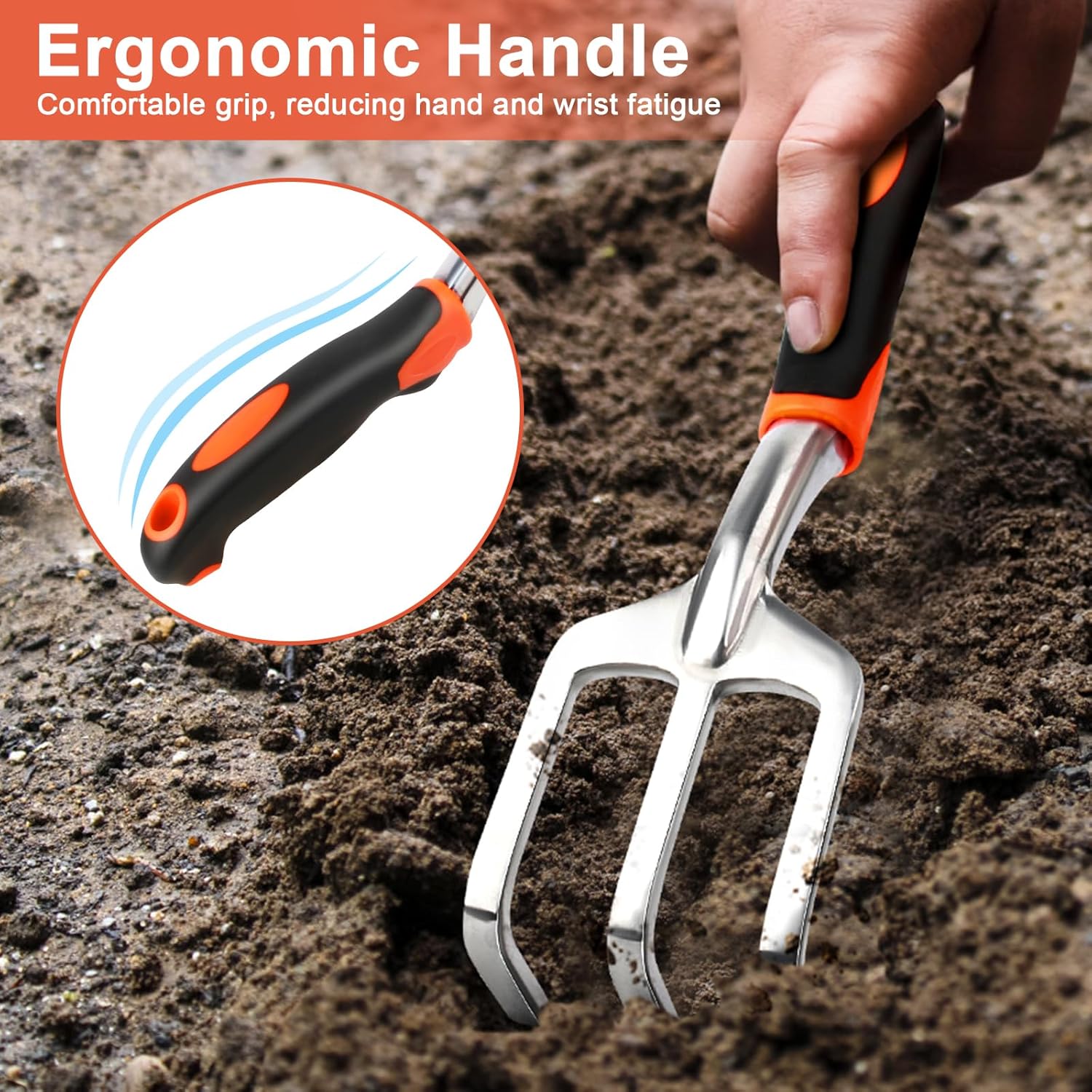 Hand Rake Garden Tool, Heavy Duty Hand Cultivators for Gardening + Garden Tool Set, 2 Pack Heavy Duty Gardening Tools Set โ image 5