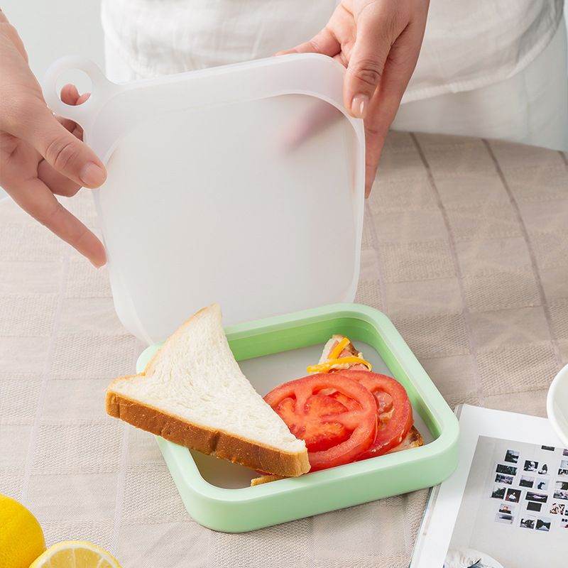 Silicone Sandwich Storage Bag, Thick Reusable Food Storage Container, Leakproof Washable Sandwich Bags (Green) — image 3