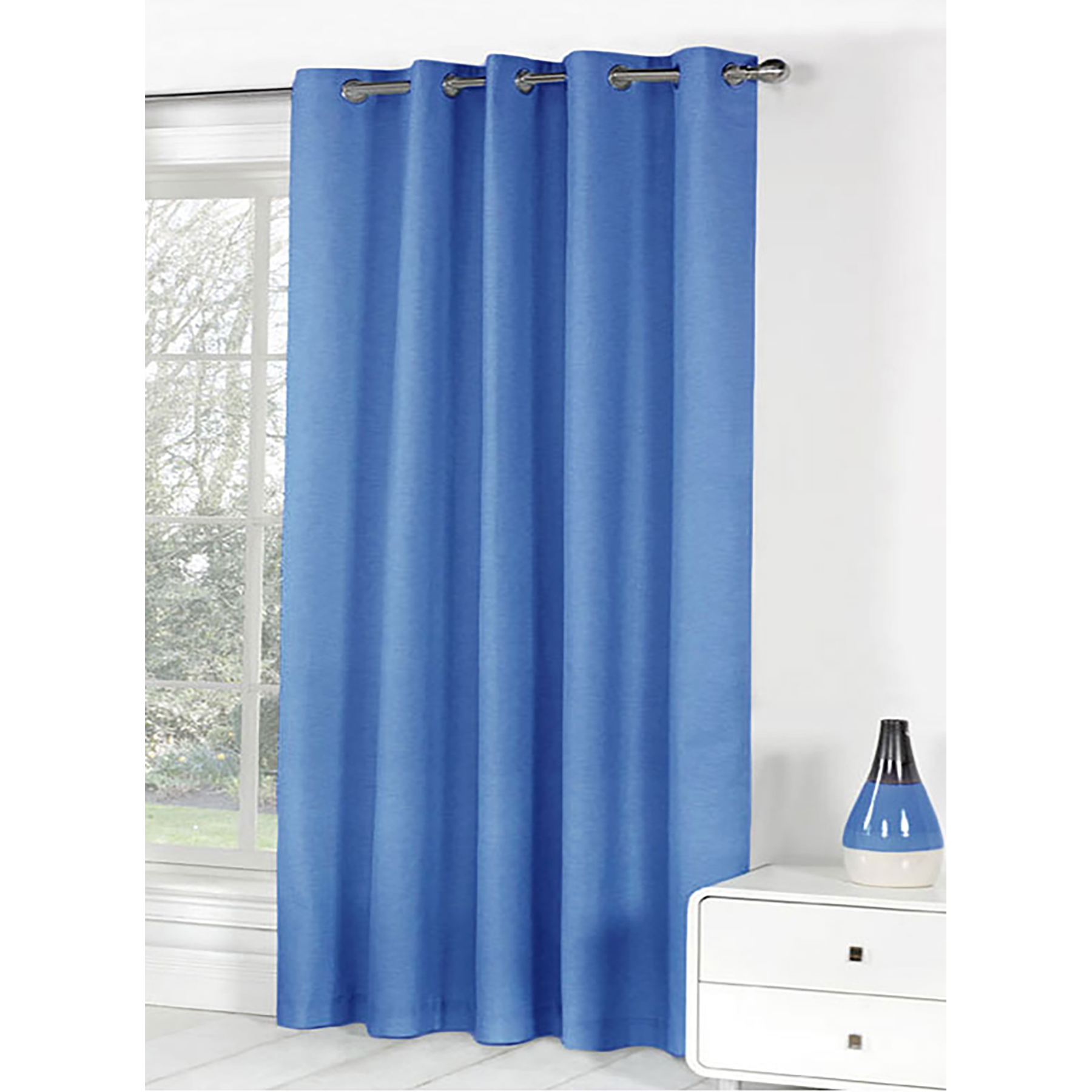 Bloomington One Panel of Easy Care Eyelet Curtains Blue 180 × 221 cm