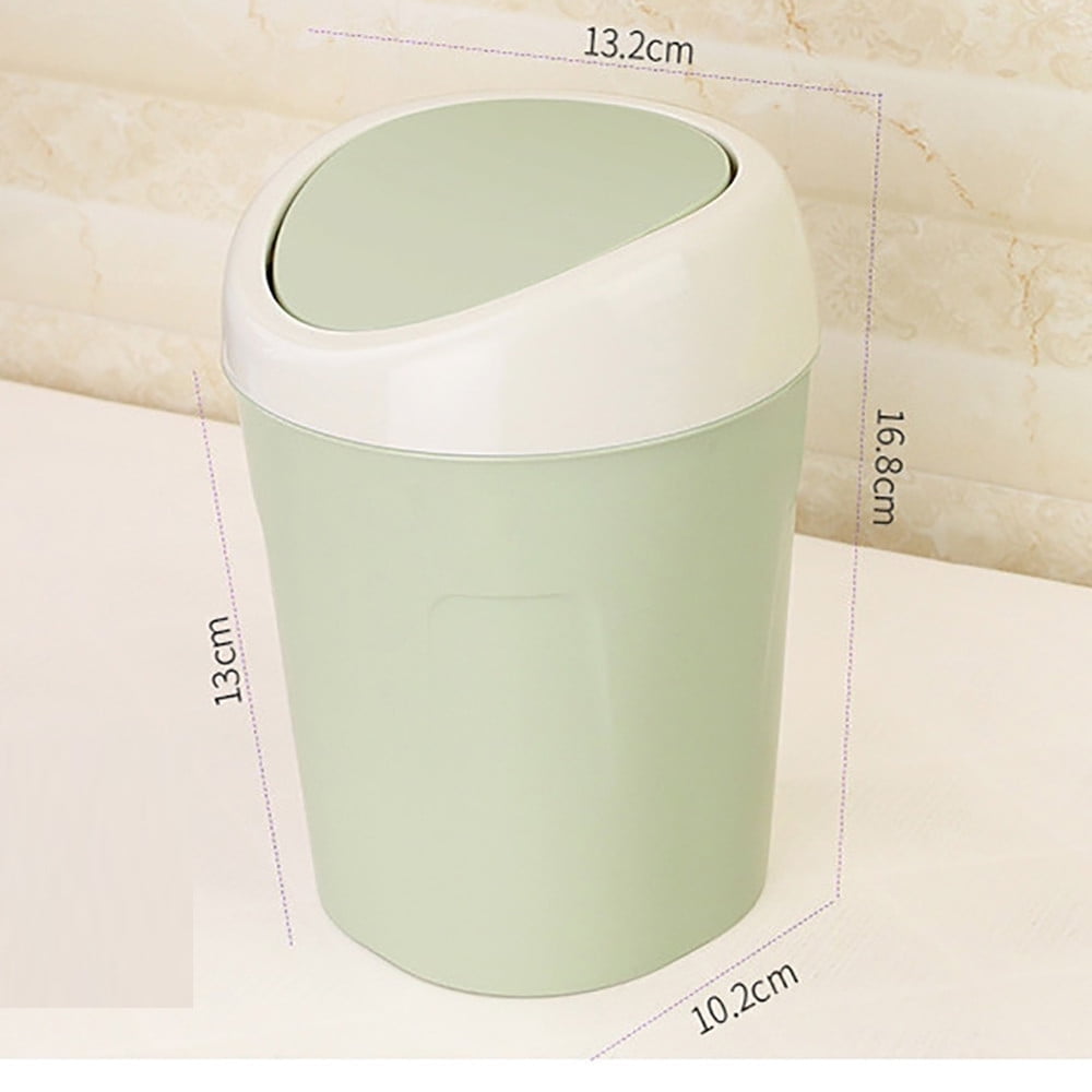 Mini Plastic Rubbish Bin with Swing Lid, Compact Countertop Waste Basket for Bathrooms, Offices, 16.8 × 10.2 × 13.2 cm, Pink — image 3