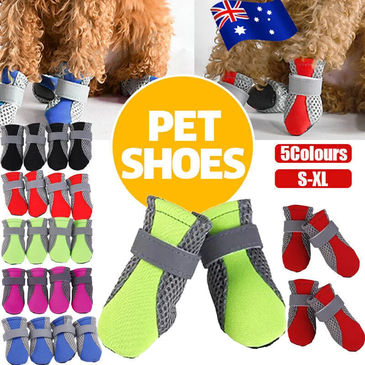 4Pcs XL Size Anti Slip Waterproof Protective Dog Shoes Rain Boots Pet Socks Booties - Red — image 2