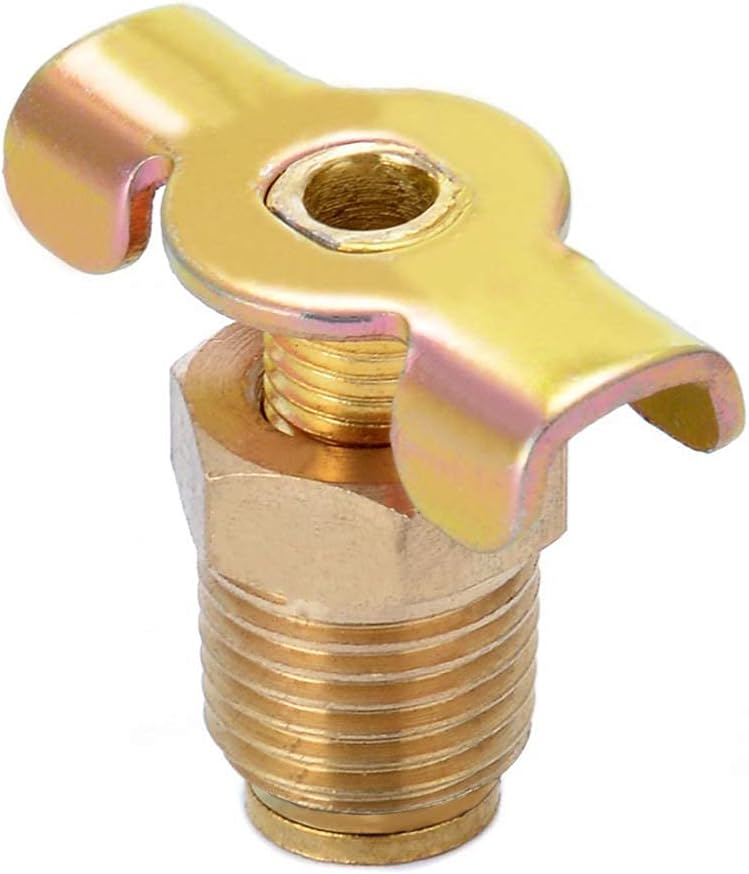Brass Wing Style Drain Cock 1/4" NPT Male External Drain Switch Air Hose Fitting With Handle (Pack of 2) — image 3