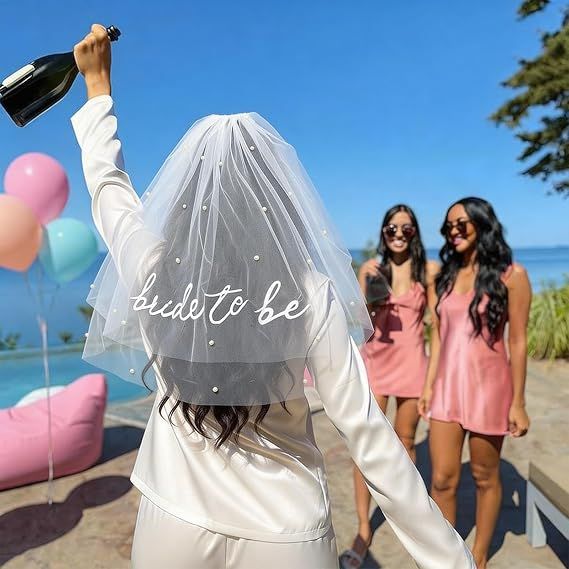 Bride to Be Pearl Veil Embroidered White — image 5