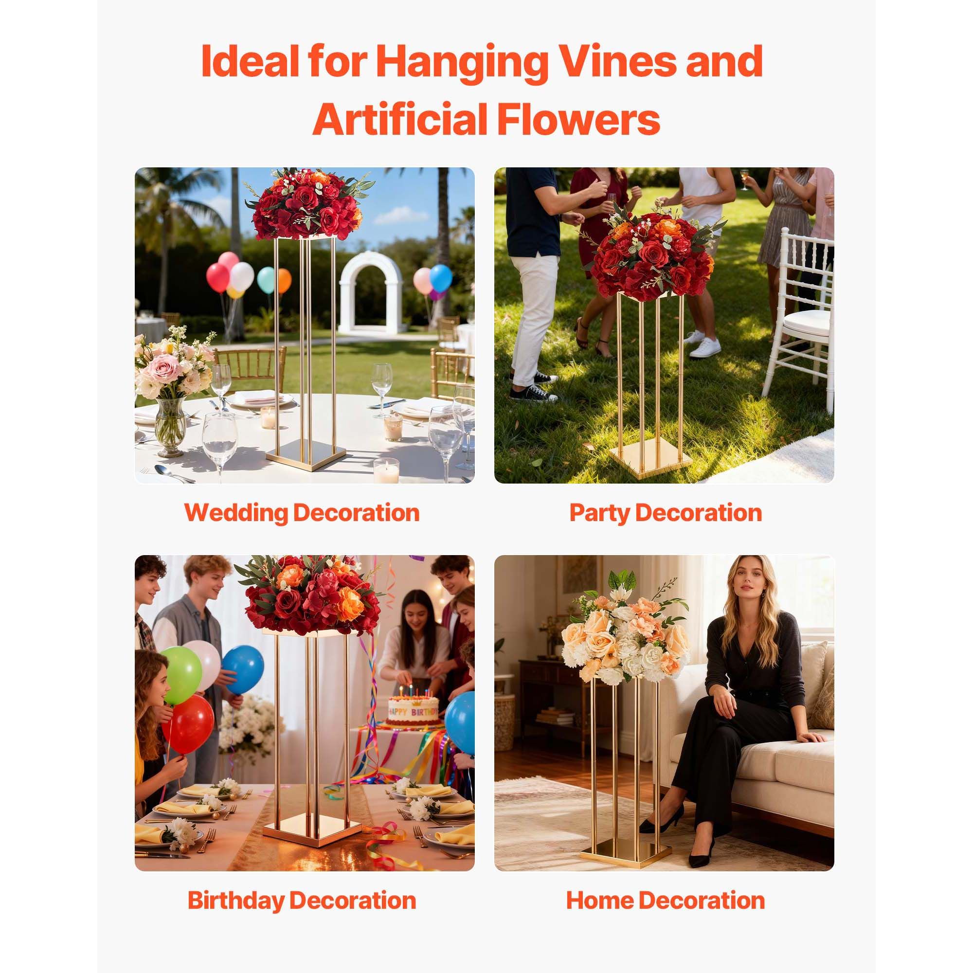Wedding Flower Stand, 10PCS 80cm Column Flower Stand, Floral Stands with Metal Laminate, Cylindrical Cubic Floral Display Rack for Wedding, Party, Birthday — image 6