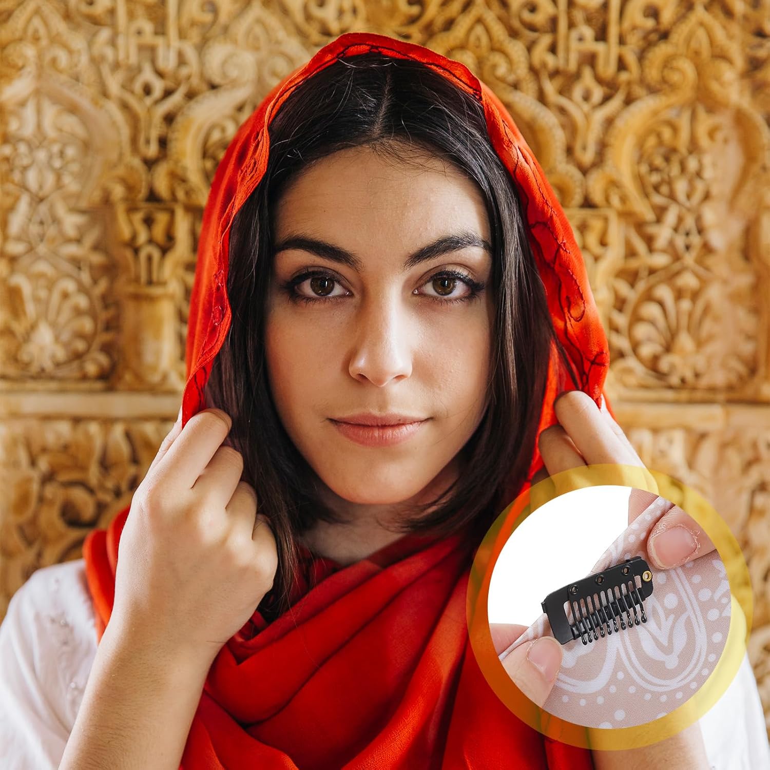 12Pcs Chunni Clips with Safety Pins, Dupatta Clips, 10-Teeth Hair Extension Snap Clip to Secure Setting Clip for Girls Women Headscarf & Hijab โ image 4