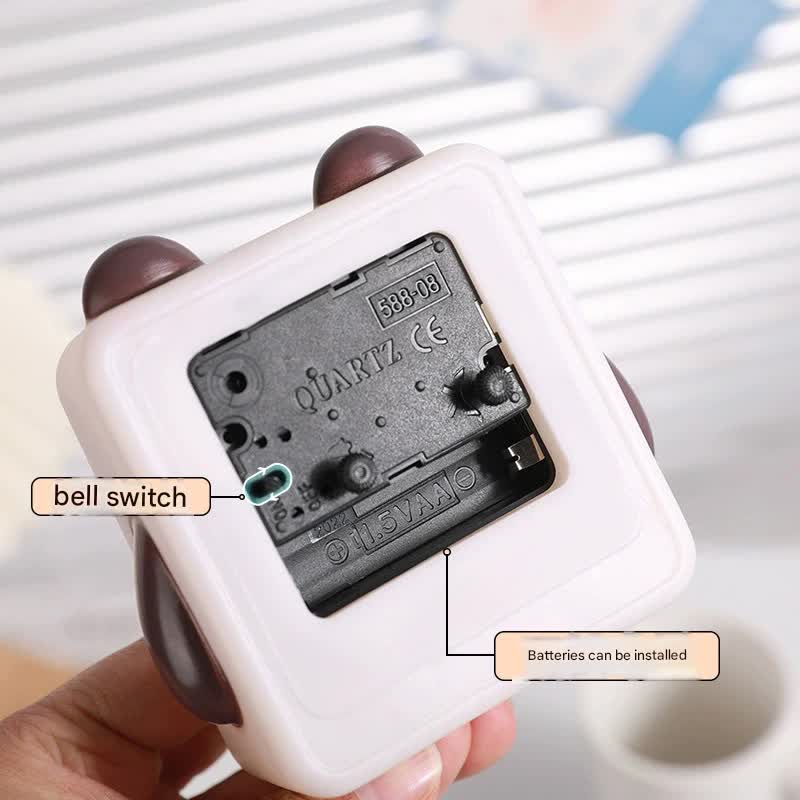 Adorable Cartoon Animal Alarm Clock - Silent Quartz Movement, Loud Alarm, Battery Operated(White Brown) — image 2