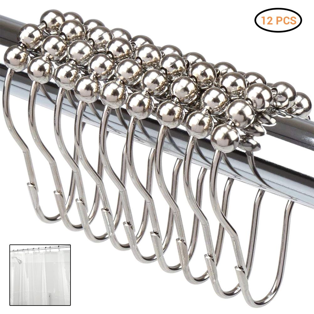 12PCS Antirust Double Glide Shower Curtain Hooks for Bathroom Shower Rods Curtains โ image 2