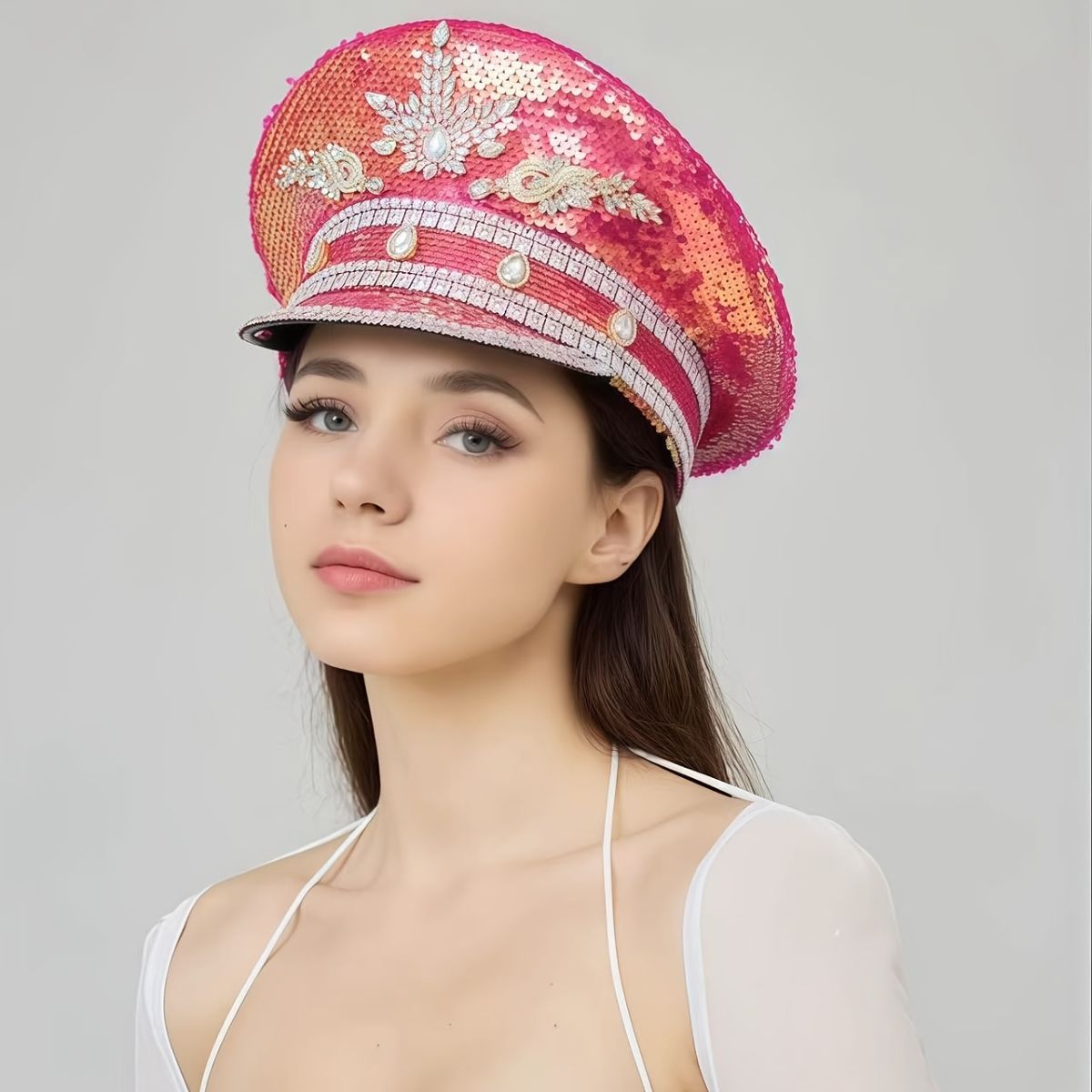 shiny rhinestone captain hat โ image 3