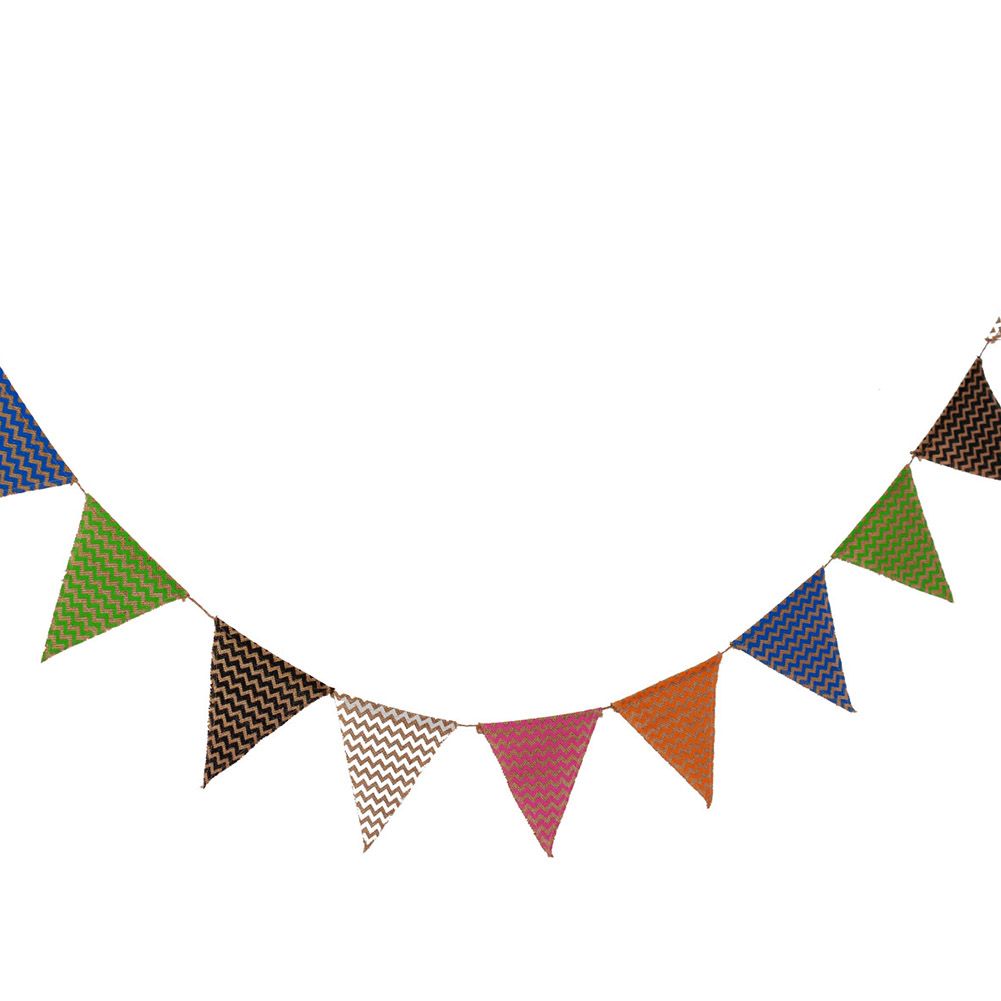 Triangle Linen Hanging Flags Banner Bunting for Wedding Bridal Proposal Decoration — image 3