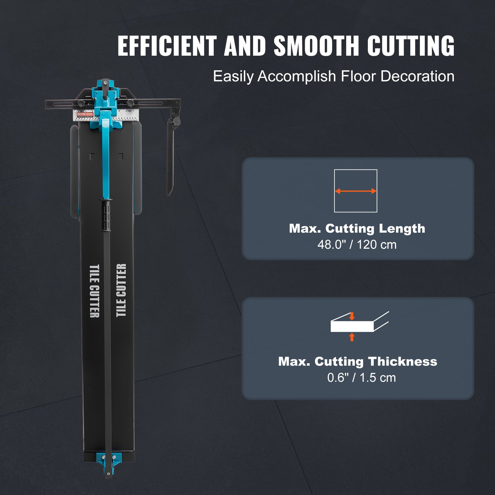 Manual Tile Cutter, 1200mm, Porcelain Ceramic Tile Cutter with Tungsten Carbide Cutting Wheel, Infrared Positioning, Anti-Skid Feet, Durable Rails for โ image 2