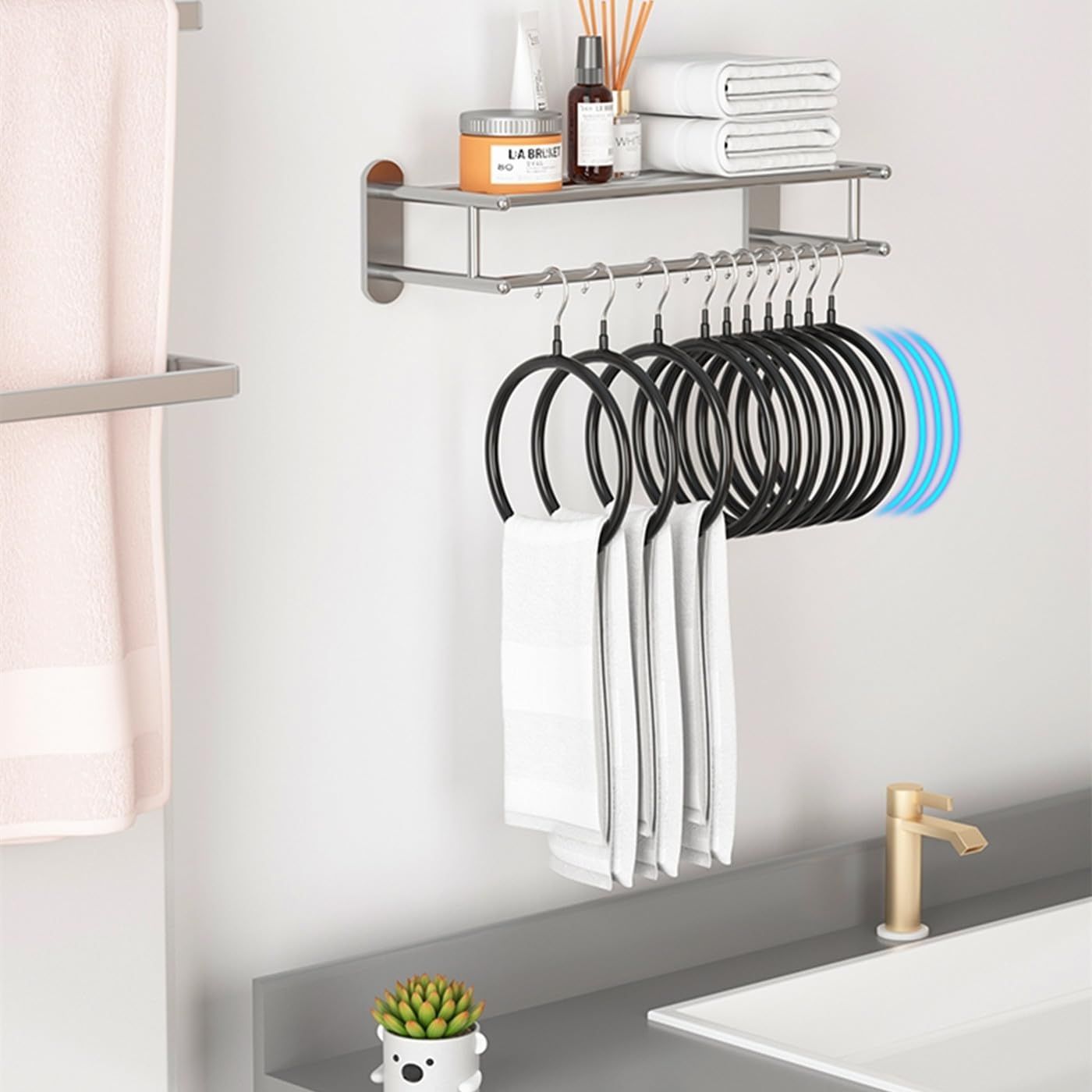 Belt/Scarf Hangers for Closet - 8 PCS Nonslip Space Saving Steel Tie Rings Holder Organizer for Neckties, (8 Pack, Black) — image 3