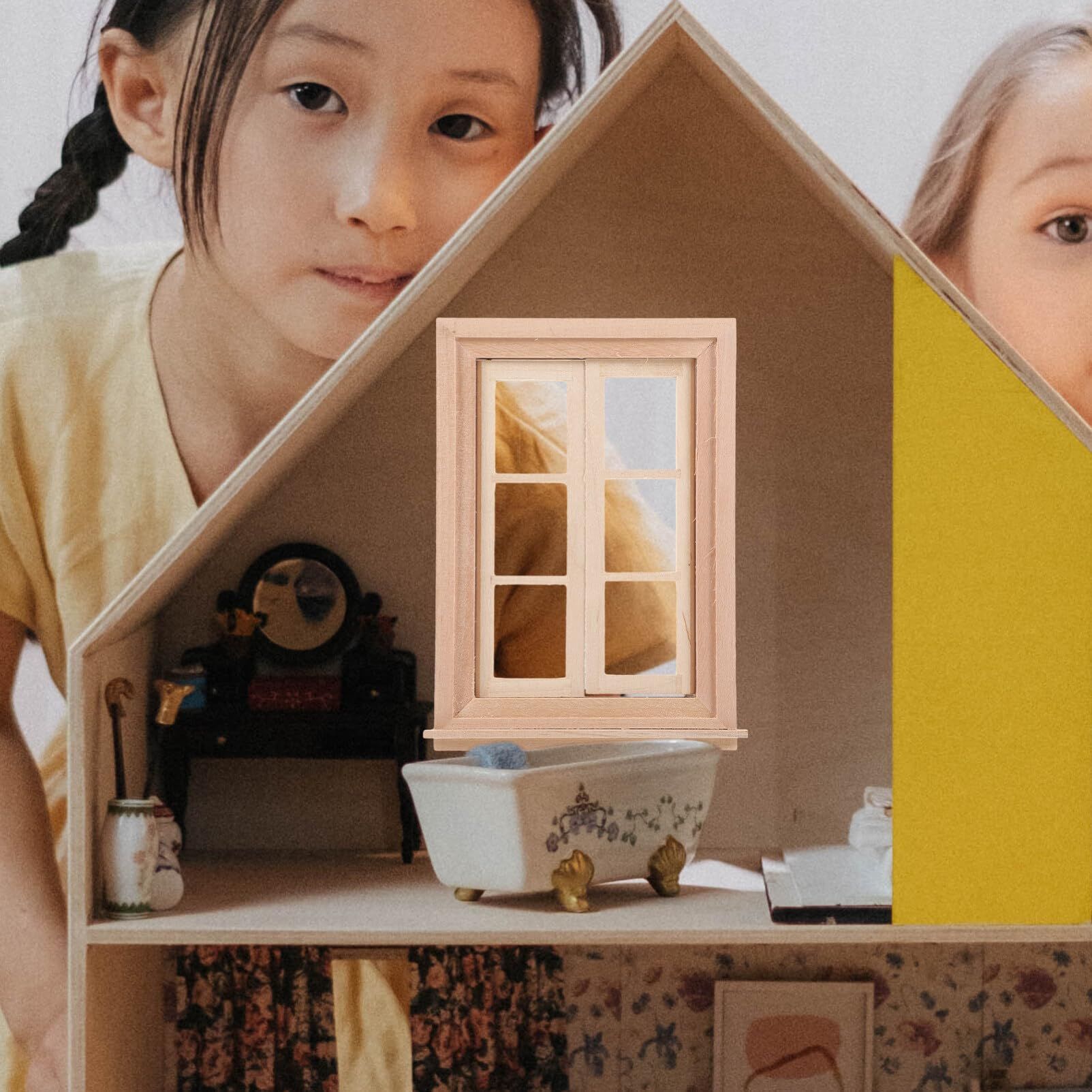 Dollhouse Windows 1:12 Mini Furniture Wooden Dollhouse Window Frame Miniature Window Frame Model Dollhouse Furniture Accessories — image 4