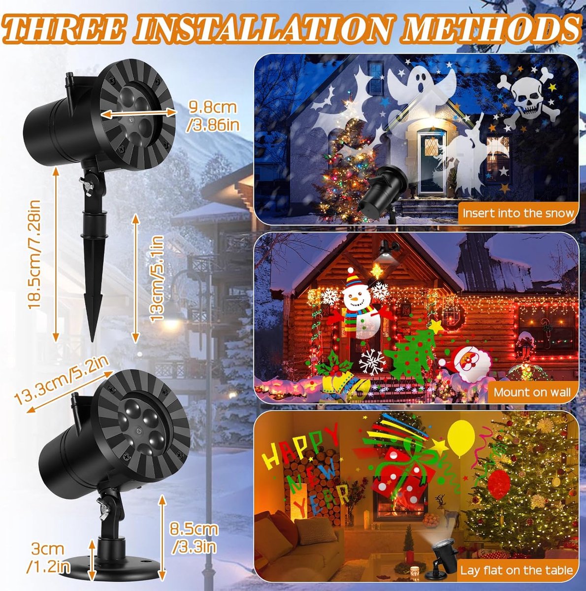 Projector - Projection Lamp - Halloween Decoration - Outdoor Christmas Projector - Halloween Projector - IP65 Waterproof LED Projection Lamp - For Christmas — image 5