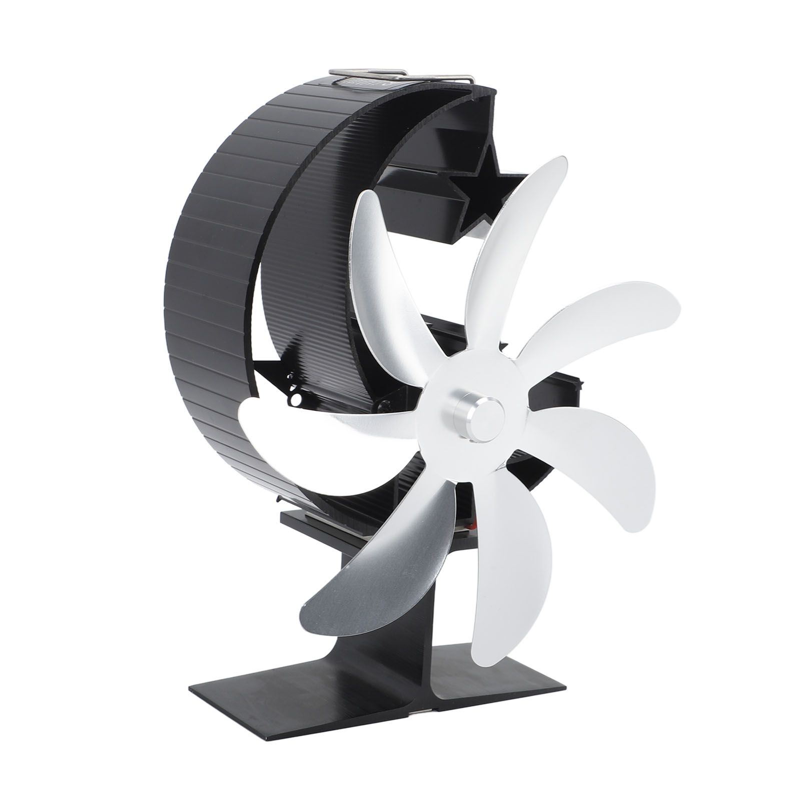 Heat Powered Stove Fan 7 Blade Moon Model Silent Operation Circulating Warm Air Highly Efficient Log Burner Fan For Wood Stove Accessories Silver โ image 3