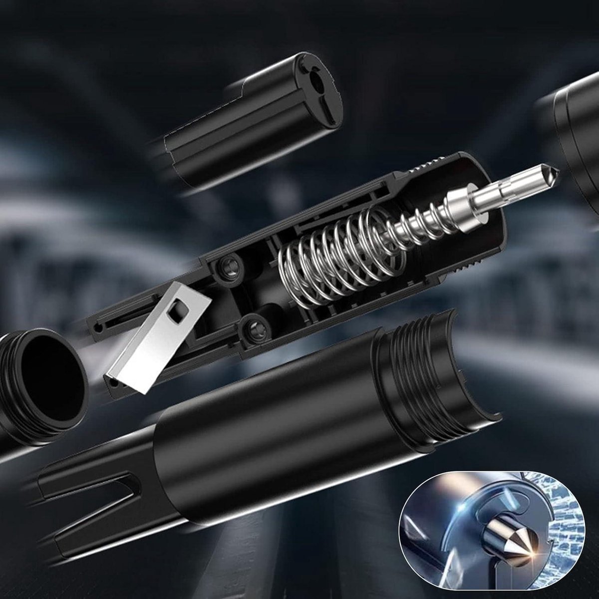 2-in-1 Emergency Car Hammer - Seatbelt Cutter and Window Breaker - Black — image 6