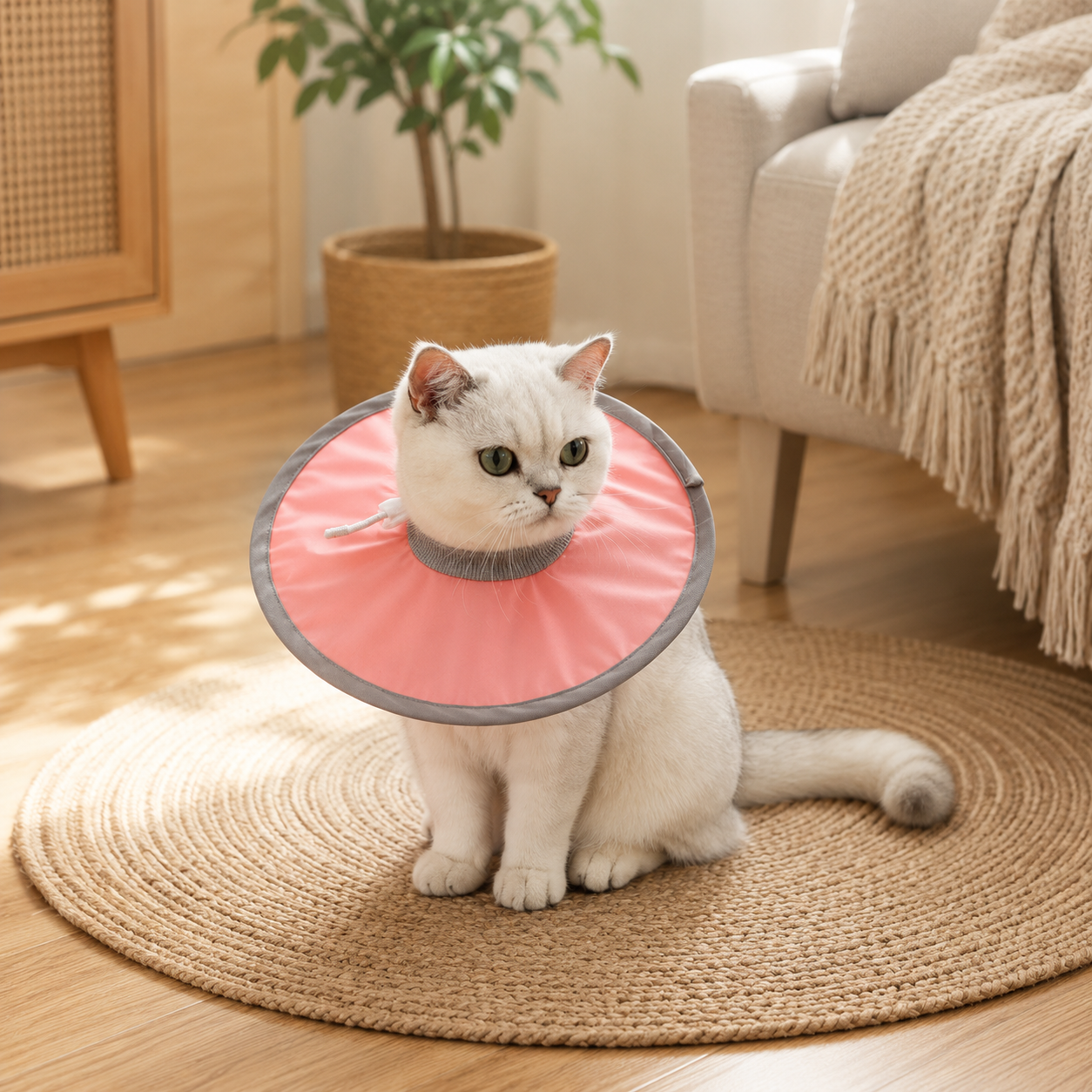 Pure Pink Soft Waterproof Elizabethan Collar for Cats & Dogs S Size - Adjustable Anti-Licking Recovery Cone After Surgery โ image 4