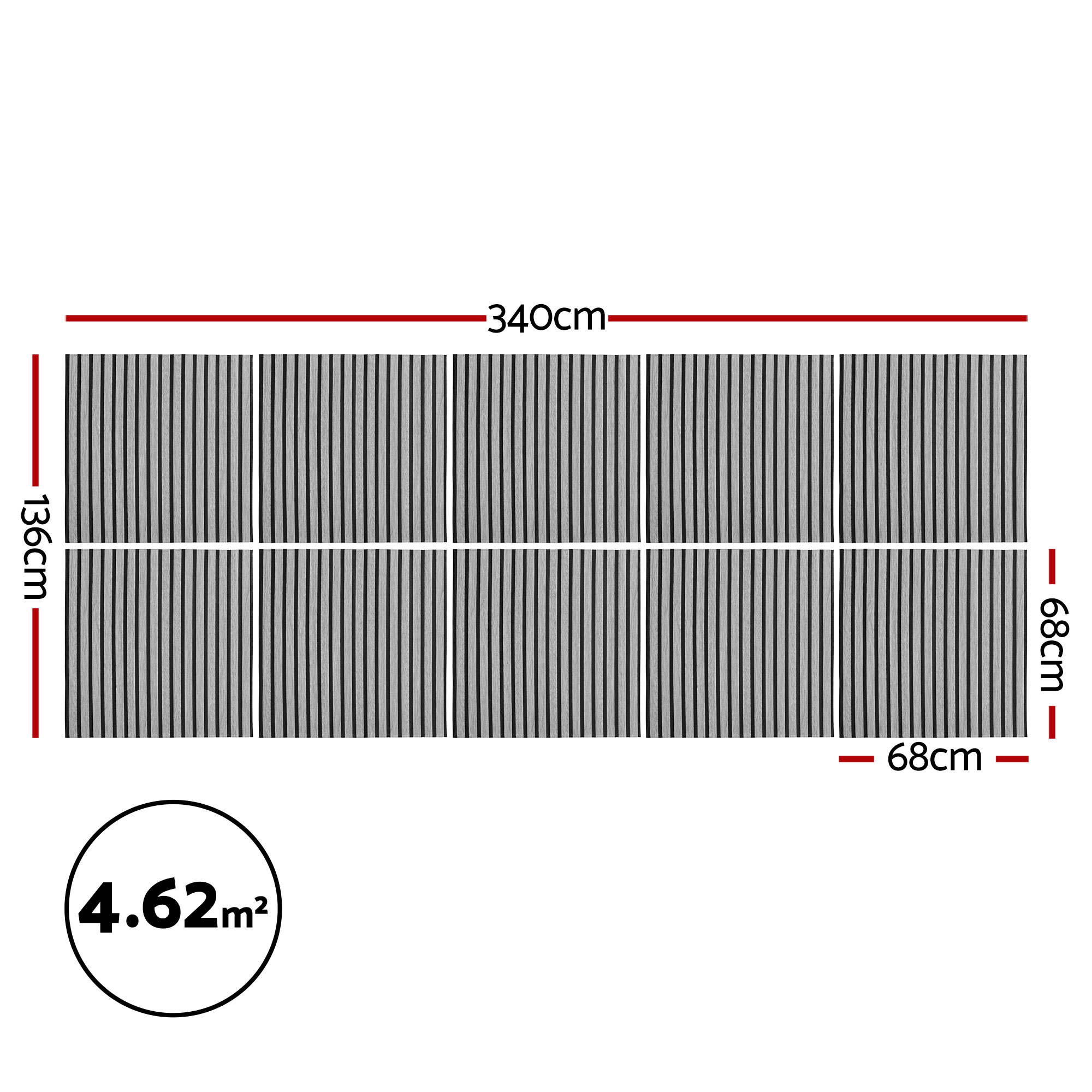 Artiss 10PCS Peel and Stick Wall Panels Tiles 68 × 68CM Self Adhesive for Home Office Studio Grey — image 2