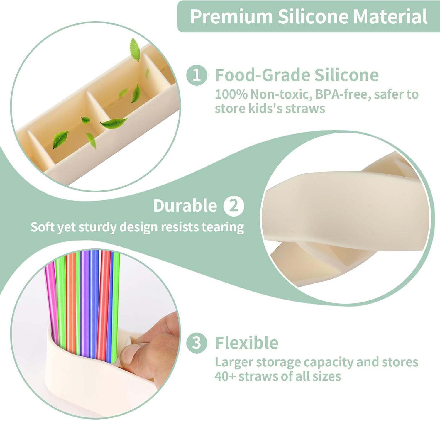 9.6'' Large Silicone Straw Holder for Cabinet Door, Space-Saving Straw Organizer Container with Adhesive Tape, Stylish Kitchen Organizers and Storage — image 3