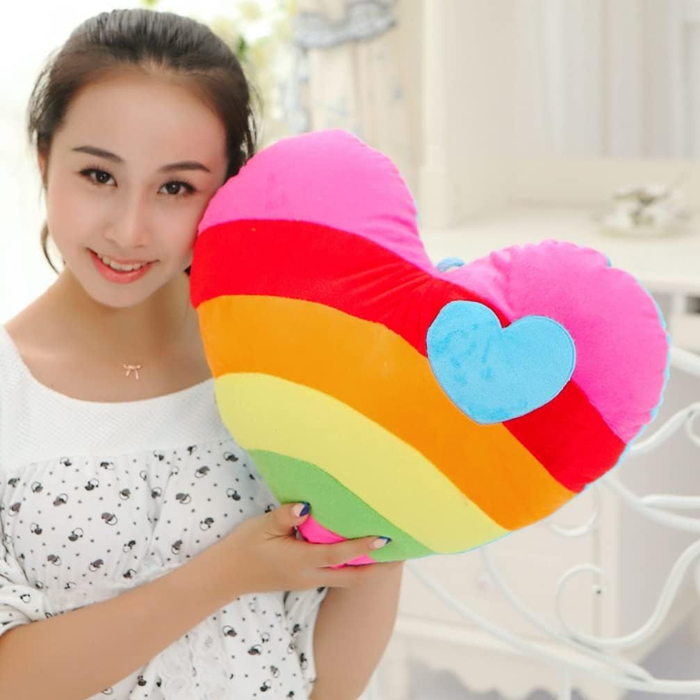 Rainbow Heart Shaped Pillow Rainbow Throw Pillow Heart Shape Dining Room Sofa Cushion Dining RoomSoft Bedroom Decor, 35x32x8cm โ image 2