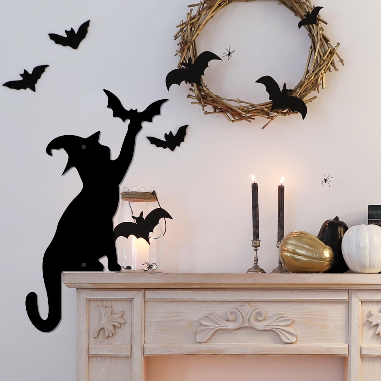 Halloween Decoration Halloween Door Corner Cat Metal Logo Larger Halloween Cat Silhouette Hanging Halloween Decoration — image 3