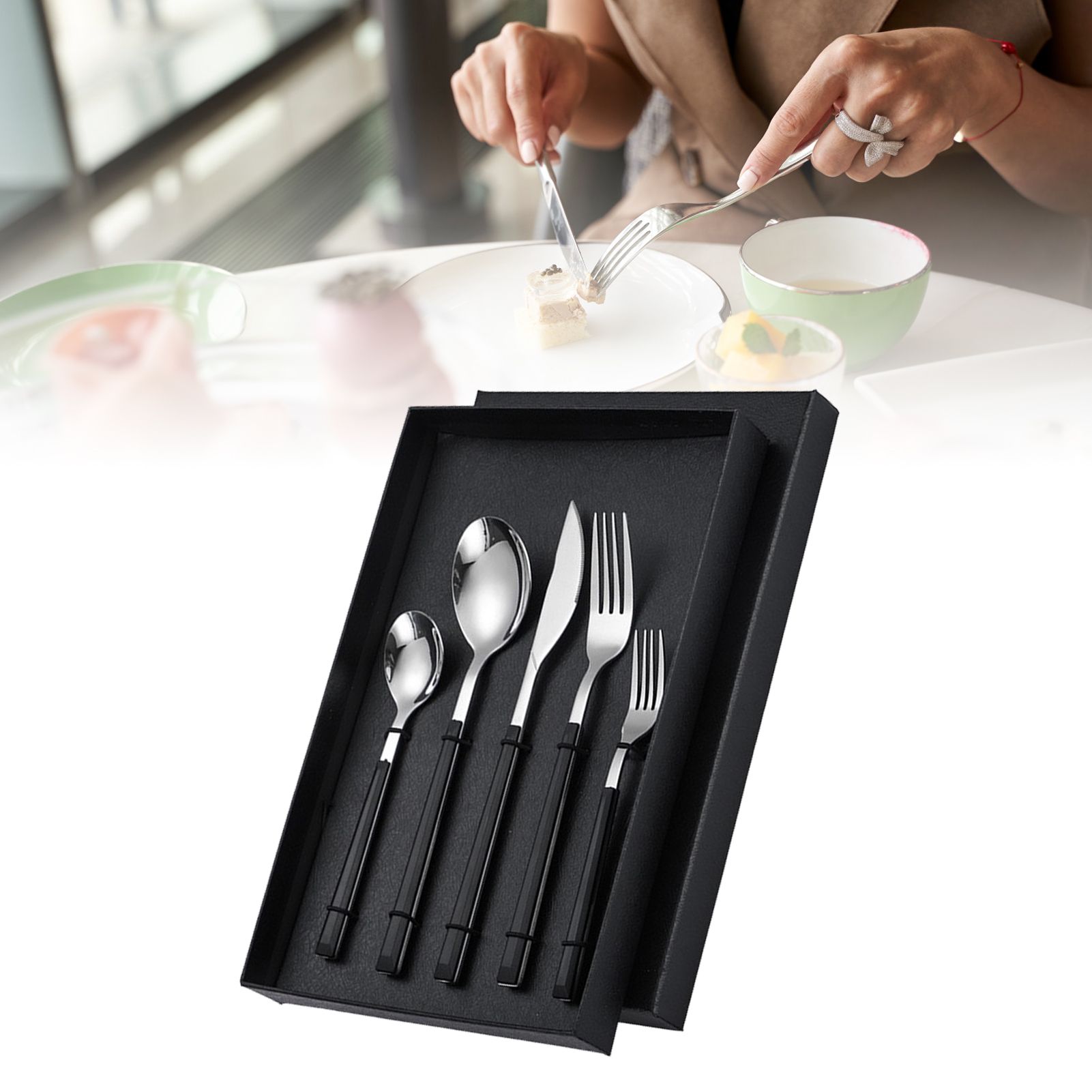 Tableware Cutlery Set Stainless Steel Dinner Knives Forks Spoons Eating Utensils High Hardness Flatware Set Black Handle โ image 6