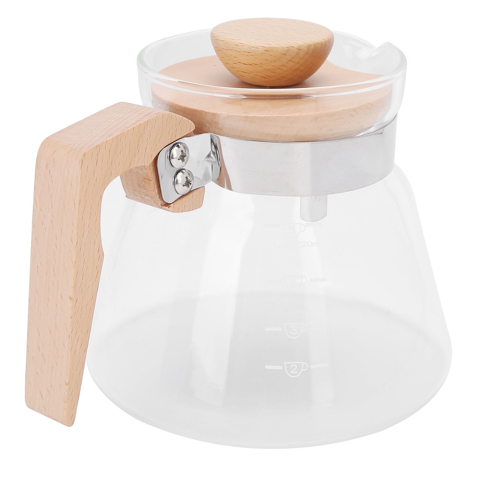 Pour Over Coffee Maker 600ml Glass Coffee Server Pot with Wooden Handle Lid for Home Office — image 4