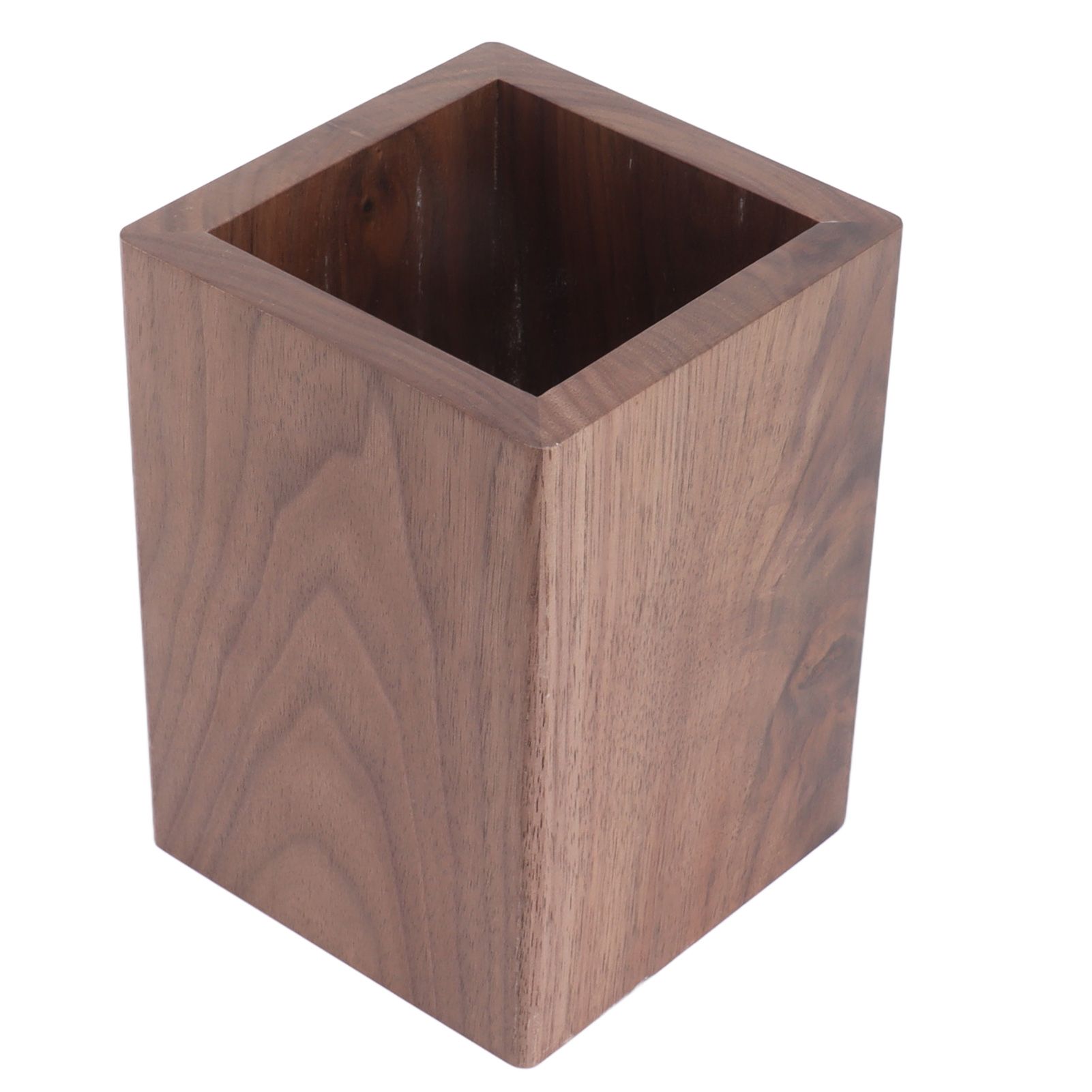 Cooking Utensil Container Smoothing Stable Large Capacity Simple Wooden Pen Holder for Kitchen Family Office Squared(4.3x3.1x3.1in) — image 3