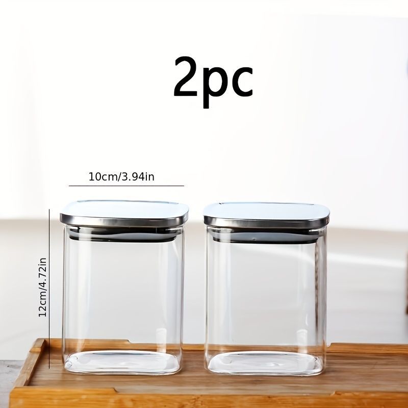 airtight storage jars, coffee bean jars, stainless steel lid, glass jars with lids, square canisters, pantry organisation, kitchen storage Australia - Clear — image 4