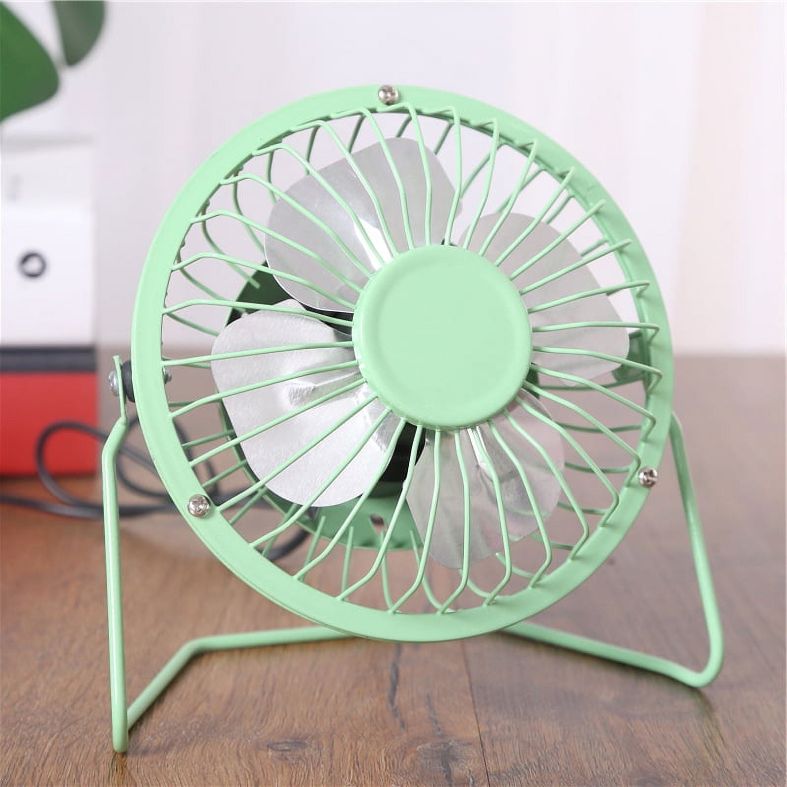 4 Inch USB Desk Fan,Small and Quiet,Powerful USB Powered Portable Fan,Strong Airflow,Mini Metal USB Fan,360°Rotation,Personal Cooling Fan with 2 Speed for Home