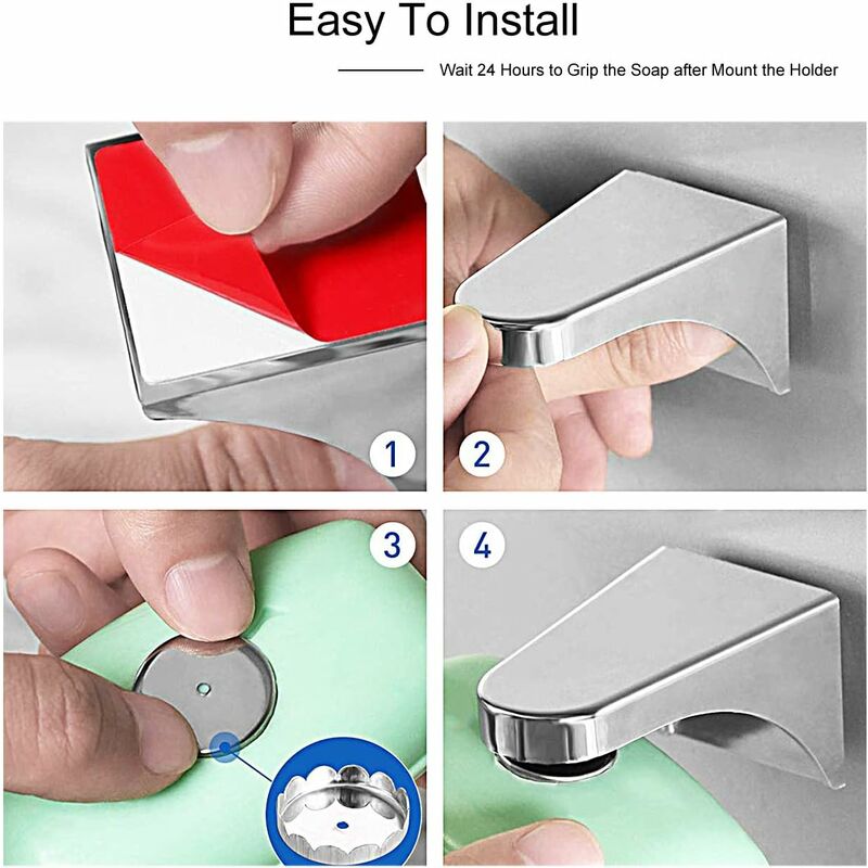 2 Pack Plastic Soap Dish Holder With 3M Magnetic Magnet, Wall Hanging Soap Holder, Easy To Use For Bathroom, Kitchen — image 4