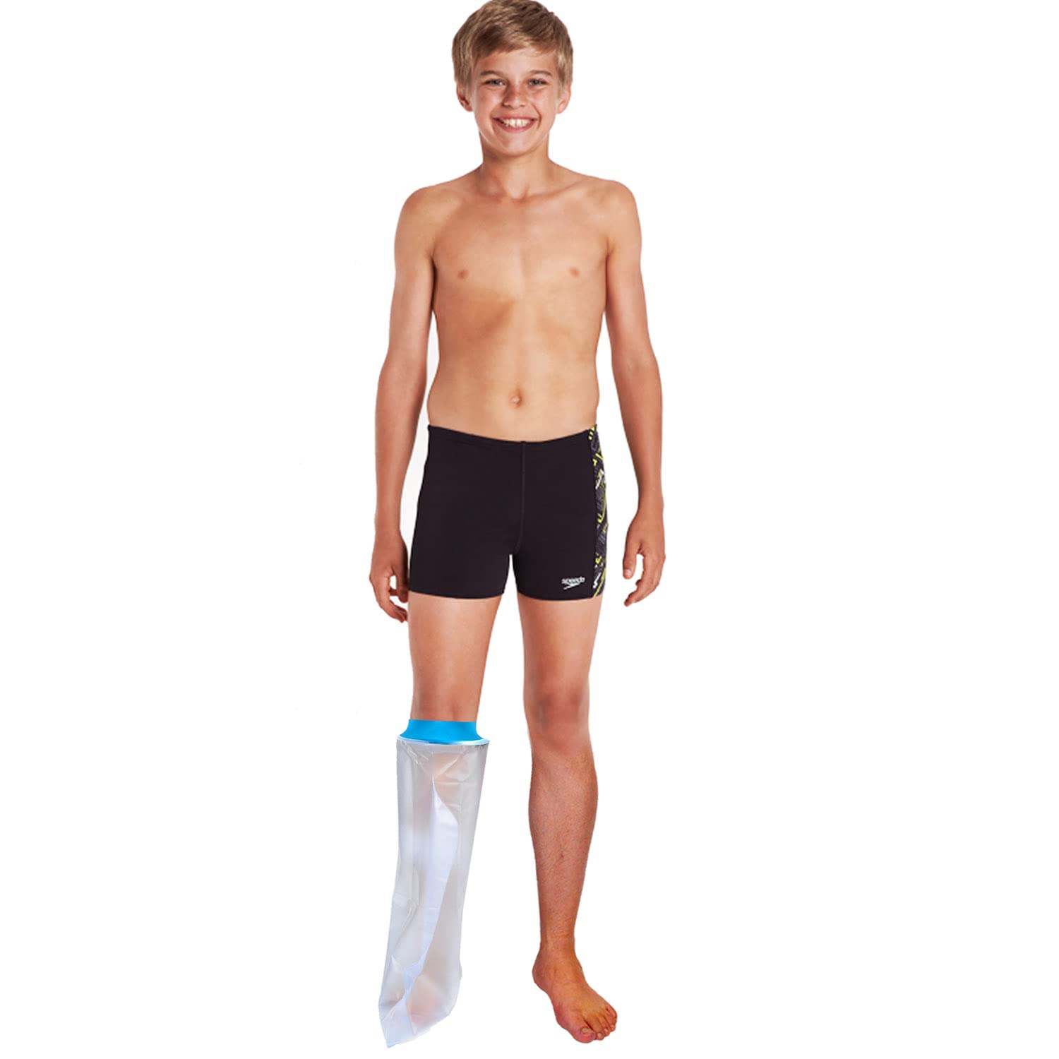 Lower Leg Waterproof Shower Sleeve for Kids – Reusable Cast Protector for Calf, Ankle & Foot During Bathing or Water Activities (Blue) — image 5