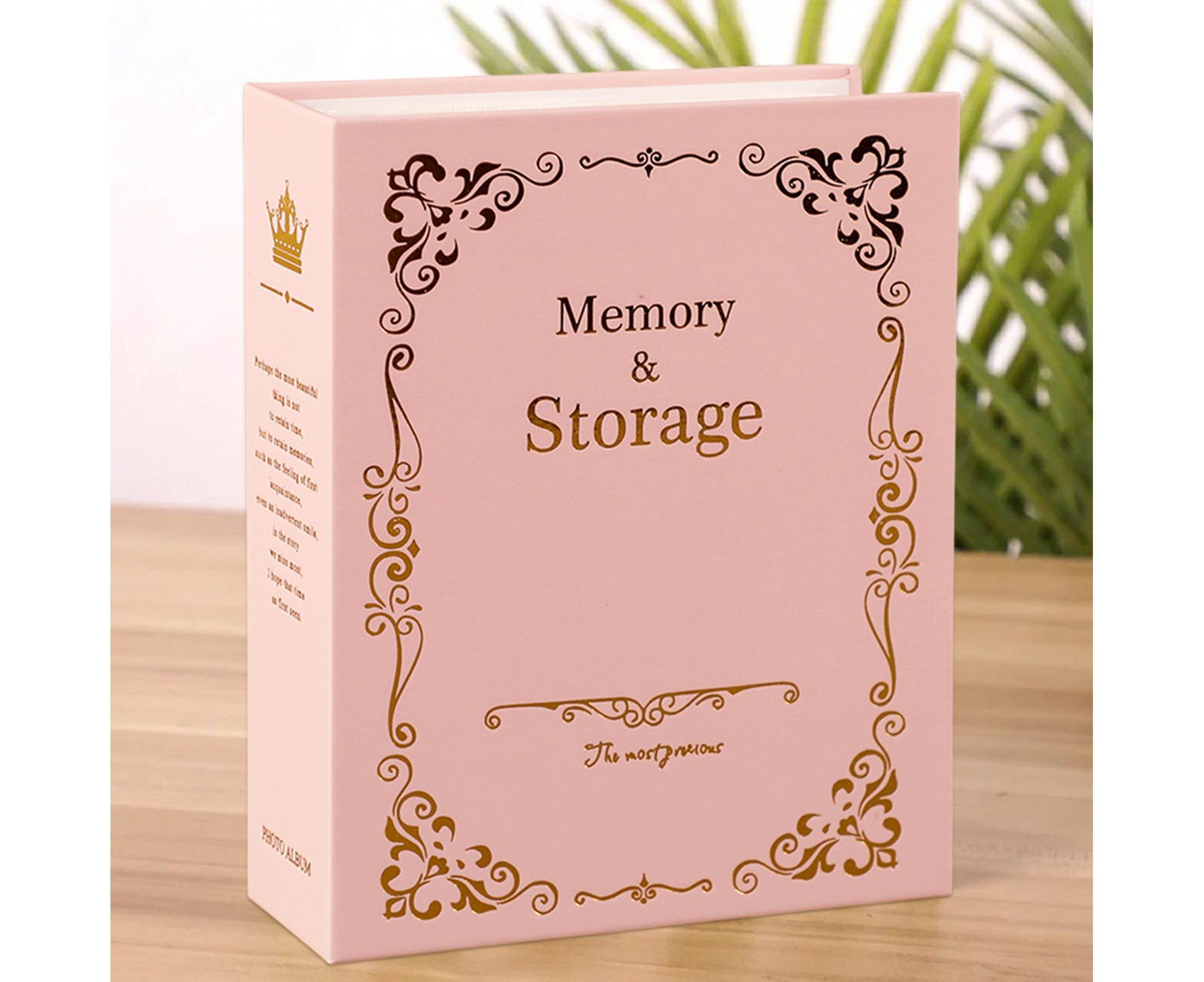 6 Inch Photo Album Bronzing Design Antiging Inserted Type Storing 100 Pockets Family Memory DIY Vintage Picture Album Book Home Supplies - Pink — image 2