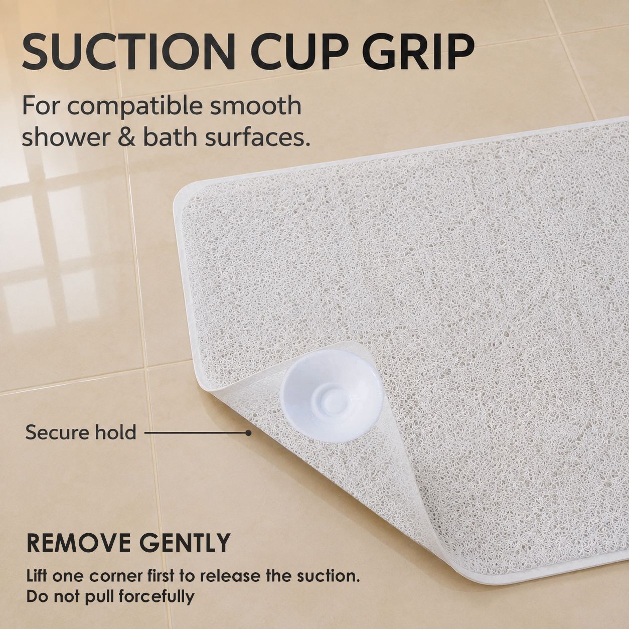 2 Pack Non-Slip Loofah Shower Mats 75x44cm Bathroom Bath Mat Machine Washable with Suction Caps Quick Drain — image 4