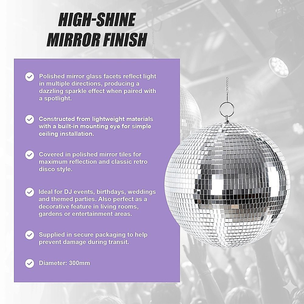 Silver Mirror Disco Ball Hanging DJ Party Decor — image 4