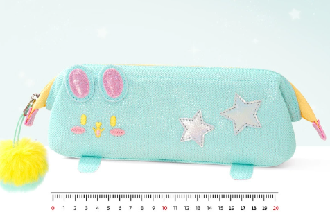 Green Cute Cat Pencil Case for Girls - Large Capacity Sparkly Stationery Pouch with Fluffy Pom