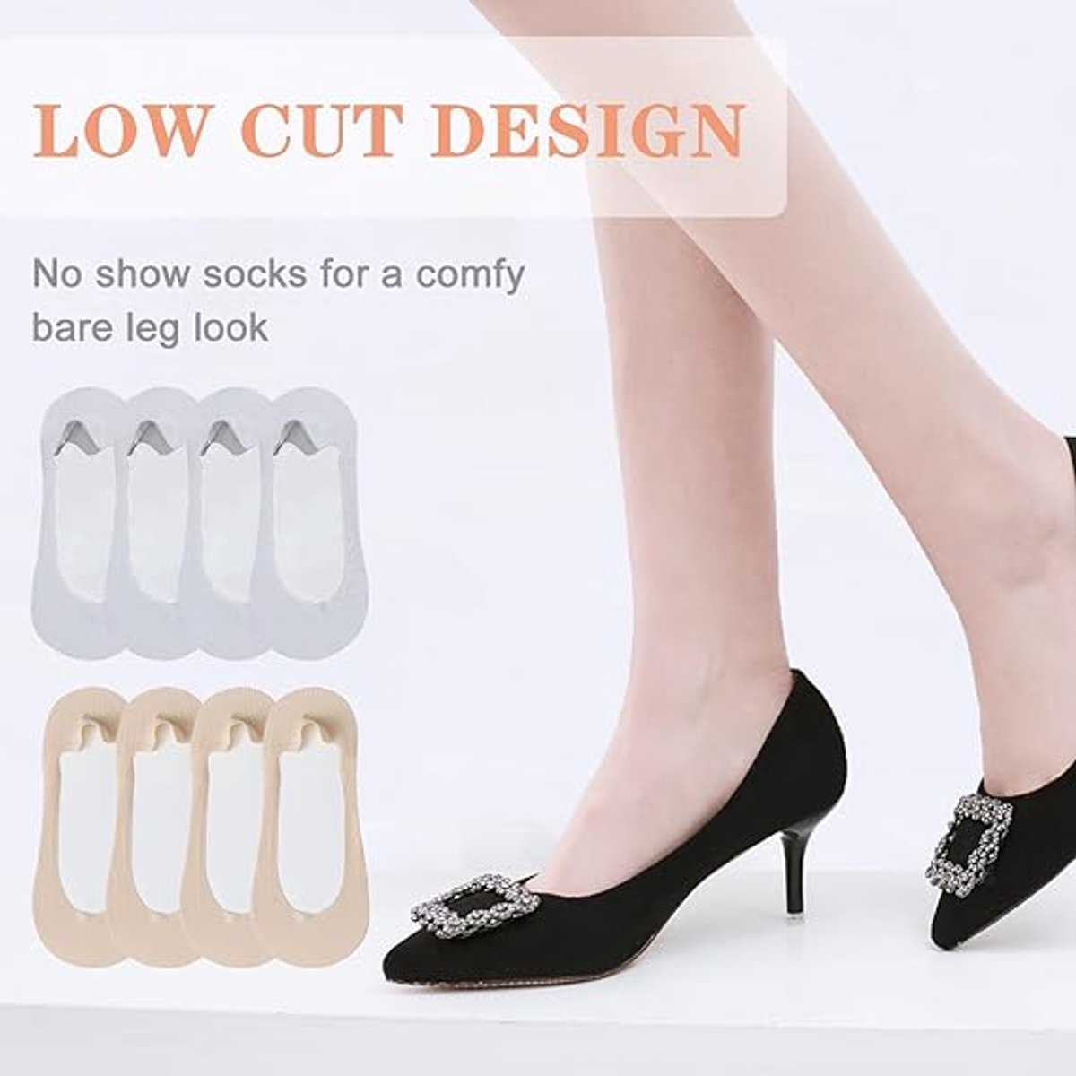 Pairs - Socks - Invisible Socks for Women - No Show Socks for Women for Flat Shoes - Anti-Slip - Invisible - Ultra Low Lining Socks - Hidden Thin Socks โ image 3