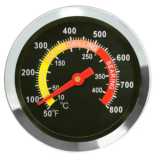 BBQ Grill Thermometer, Waterproof Stainless Steel Temperature Gauge for Smokers, Ovens and Meat Cooking, Silver, 6 cm Dial — image 2