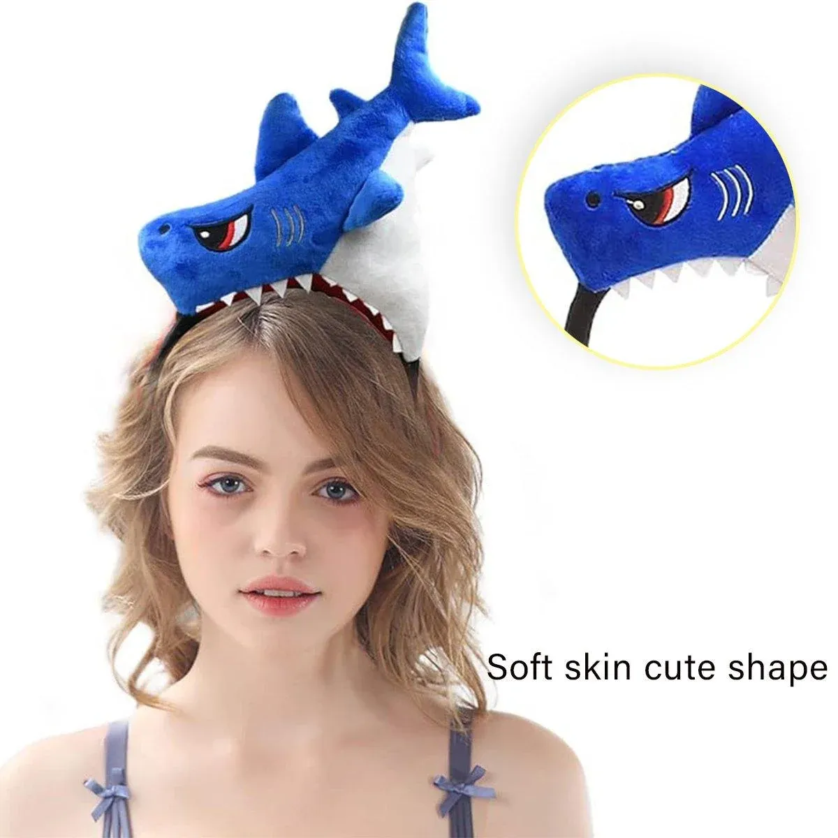 2pcs Blue Shark Cartoon Hairbands Face Washing Headband for Hair Accessories — image 5
