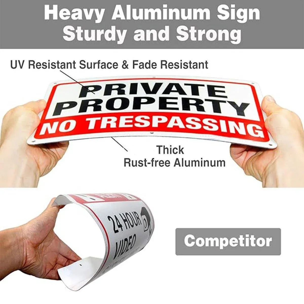 4PCS Reflective Surveillance Warning Signs Metal Security Camera Notice Durable — image 5