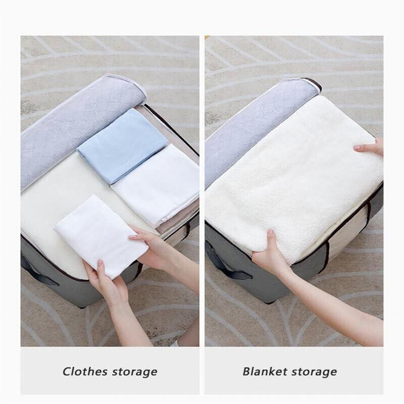 1/4X Bamboo Charcoal Clothes & Quilt Storage Bag with Zipper Box - 2xVertical + 2xHorizontal โ image 3