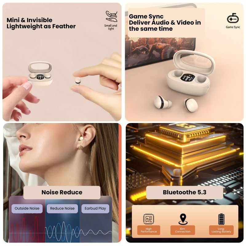 Invisible Mini Earbuds Side Sleepers Wireless Micro Smallest Hidden Headphones-Black — image 3
