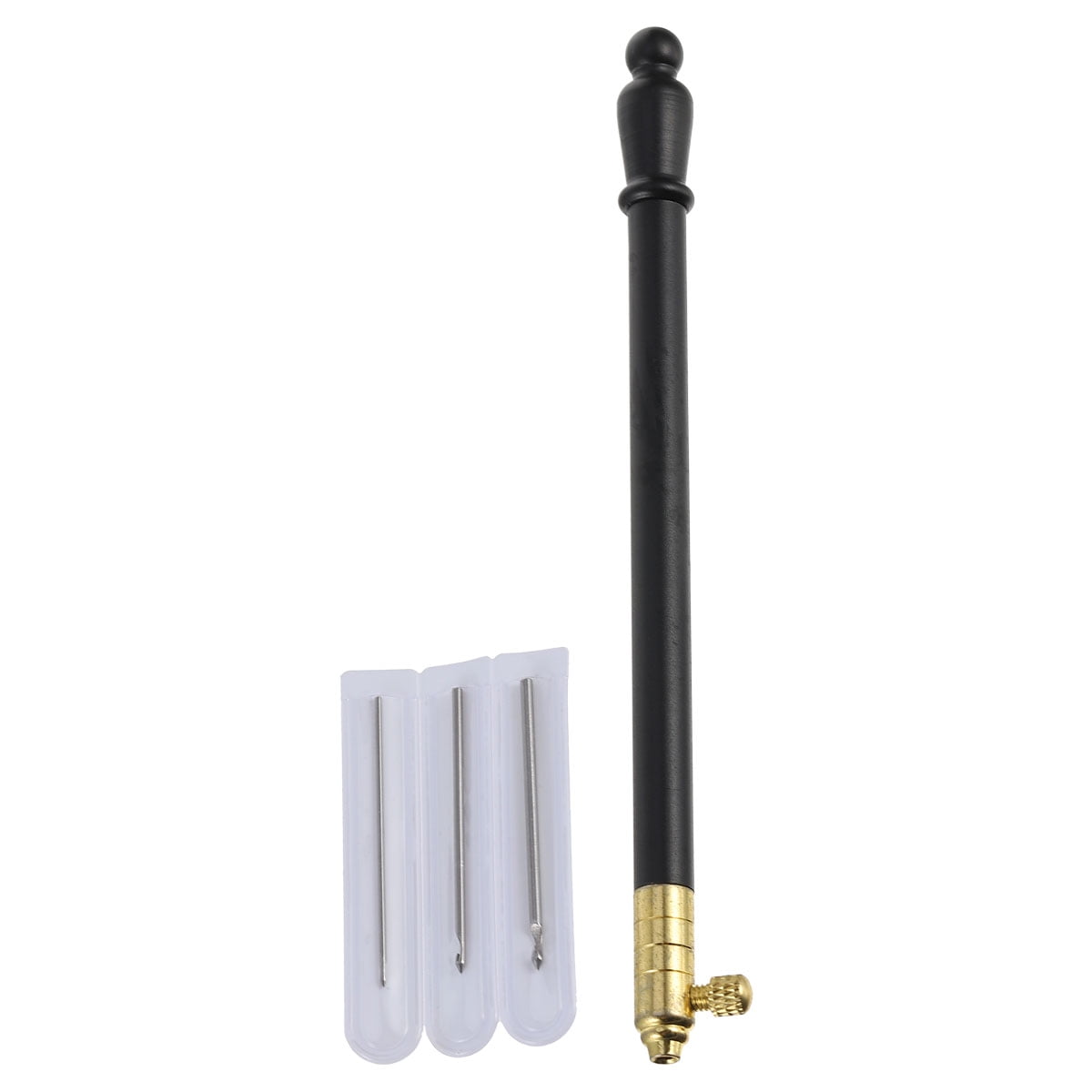 1 Set of Metal Handle Set Hooks with 3 Needles French Crochet Tool for Embroidery Beading ( Black ) 11 × 1CM Black
