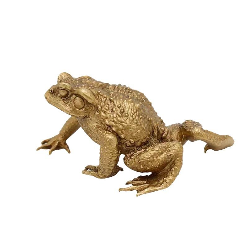 2pcs Toad shaped decoration copper toad statue lucky animal frog model sculpture desktop toy feng shui decoration