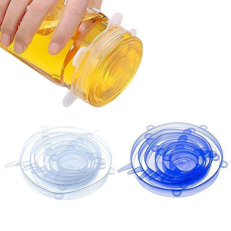 6PCS Stretch Reusable Silicone Food Saver Cover Seal Insta Lids Bowl Wraps - White — image 5
