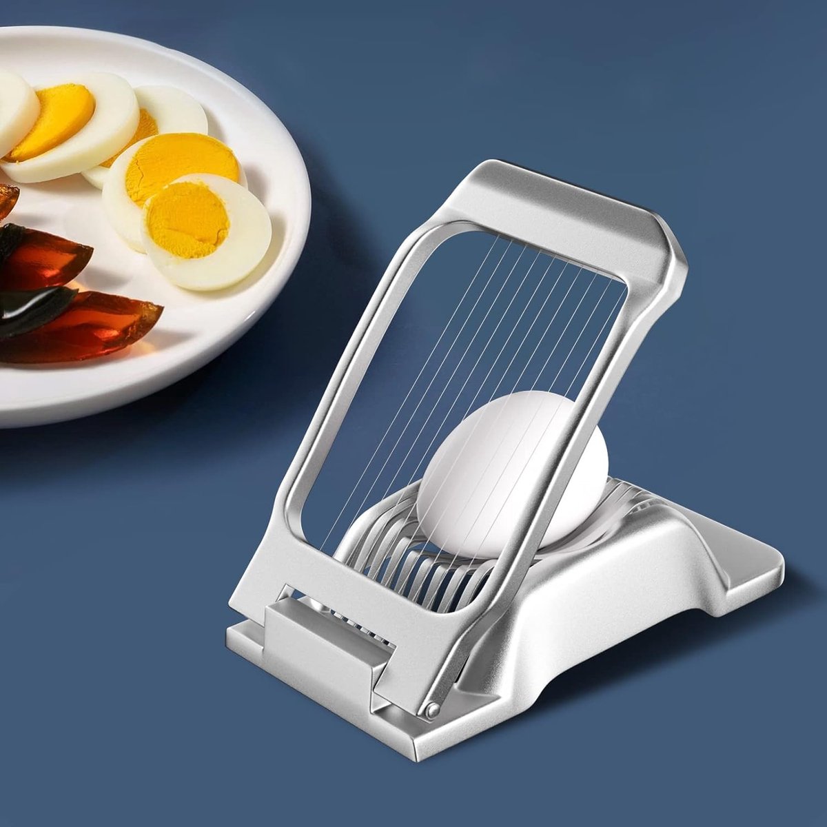 Professional aluminum egg slicer - sturdy and durable - can slice boiled eggs - dishwasher safe - independent and stable tension - suitable for slicing eggs — image 3