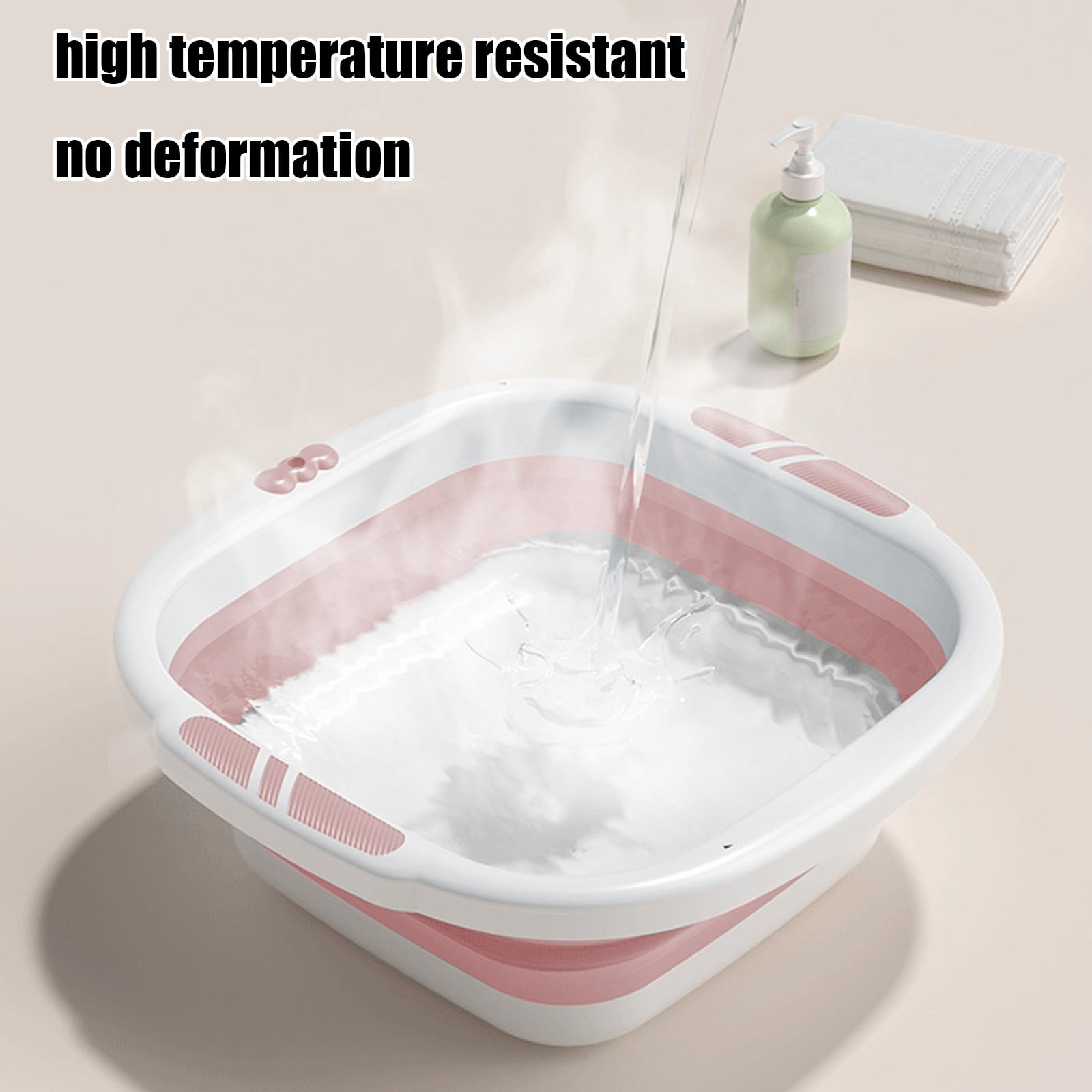 1 Piece Collapsible Wash Basin, Multi-Use Folding Sink for Kitchen, Camping, and Laundry, Portable Dish Pan with Anti-Slip Bottom, Pink — image 6