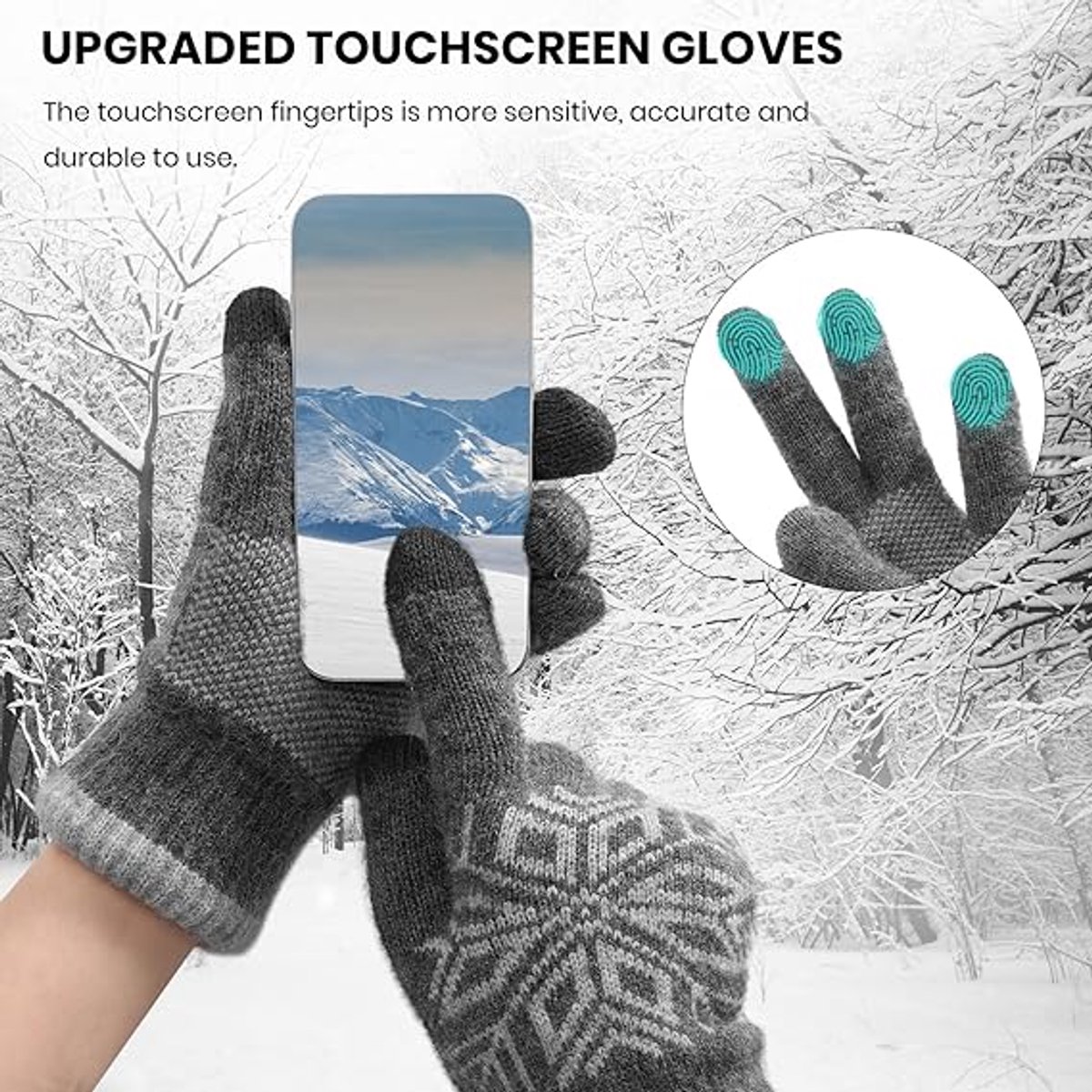 Women's Gloves - Men's / Women's Gloves - Winter Gloves - Knitted Glove with Fleece Lining - Touchscreen Glove - Extra Thick Gloves - Warm and Thick - for Cold — image 3